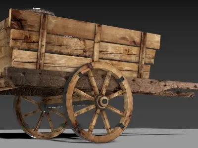 Medieval Wooden Cart 3D model get