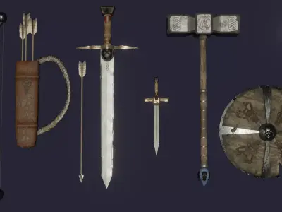 Skull weapon pack Low-poly 3D model