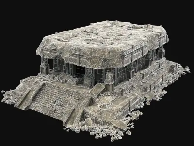 ANCIENT TEMPLE RUINS AZTEC MAYAN INCA PLATFORM RUIN COLLECTION Low-poly 3D model