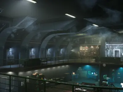 Cold War Underground Bunker Environment Low-poly 3D model