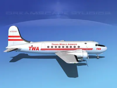 Douglas DC-4 Trans World Airlines 3D model