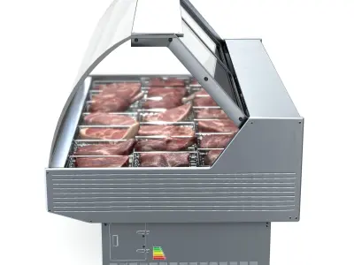 Meat commercial Display Refrigerator Low-poly 3D model