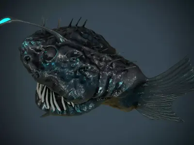 Angler Deep Sea Fish  Low-poly 3D model