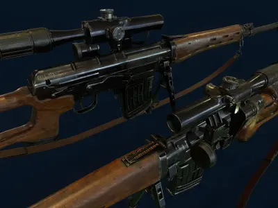 SVD - Dragunov Sniper Rifle  Low-poly 3D model