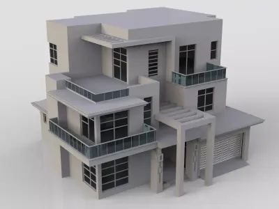 Modern Building House Low-poly 3D model