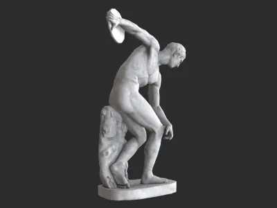 Discobolus Statue - Granite Low-poly 3D model