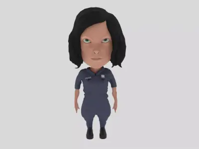 Cartoon Police Woman Low-poly 3D model