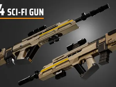 4 Sci-Fi Weapons 3D model