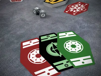 Sabacc Cards and Spike Dice - printable Low-poly 3D model
