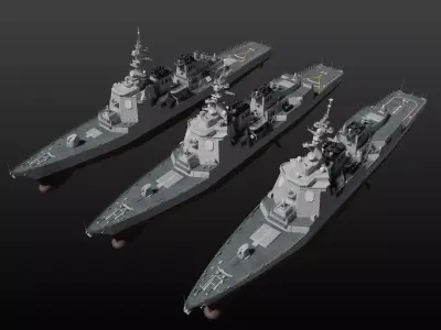 JMSDF AEGIS destroyers collection 3D model