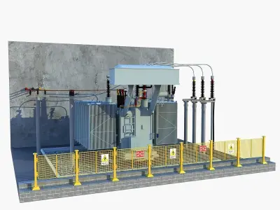 Transformer electrical with fence 3D model
