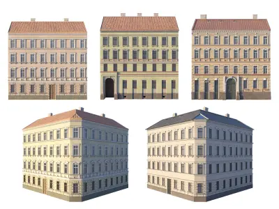 Street Facade Residantial Building Set 3D model