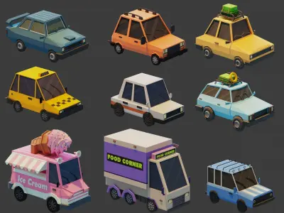 Low Poly Vehicles Low-poly 3D model