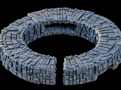 Space Station The Ring Lowpoly Borg Low-poly 3D model