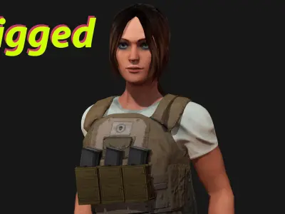 Female  Australian military Low-poly 3D model