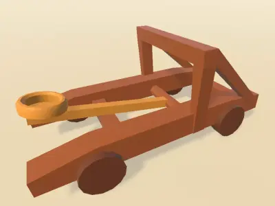 Catapult Low Poly Animated Low-poly 3D model