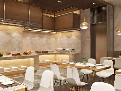 Modern Luxury Buffet in Hotel 3D model