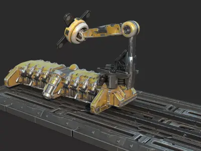 Future sci-fi industrial facility robotic arm 3D model