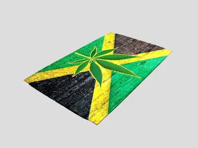 Jamaican flag with cannabis leaf Low-poly 3D model