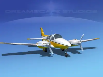 Beechcraft B55 Baron V04 3D model