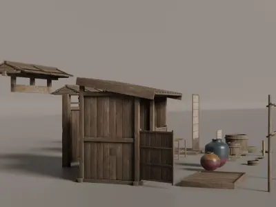 Japanese Props - Furniture Low-poly 3D model