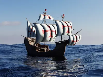 Santa Maria Historic Sailing Ship 3D Model Low-poly 3D model