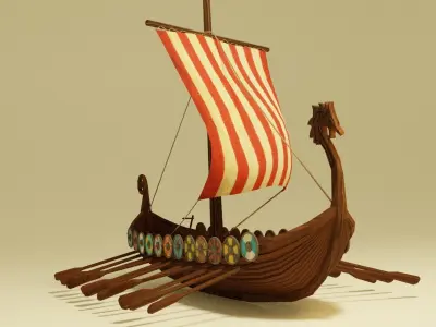 Viking Ship Low-poly 3D model