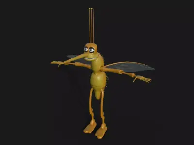 Mosquito Cartoon 3D  Low-poly 3D model