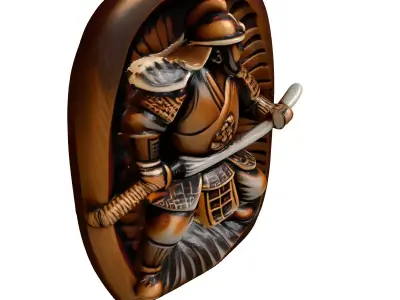 Detailed Samurai Wooden Figurine 3D model