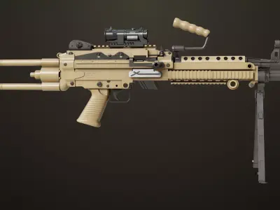 Machine Gun Black and Sandal Magazine All PBR Unity UE Low-poly 3D model