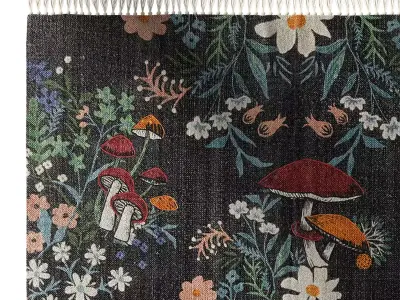 Insect Floral Embroidered Brushed Rug 3D model