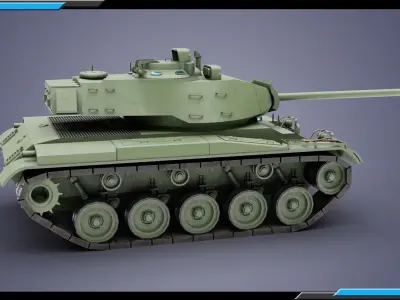 M41 Walker Bulldog Forest theme Low-poly 3D model