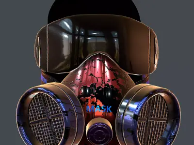 Gas mask helmet 3d model scifi Low-poly Low-poly 3D model