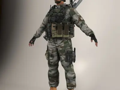 Soldier Black Lite V1 Not Rigged 3D model