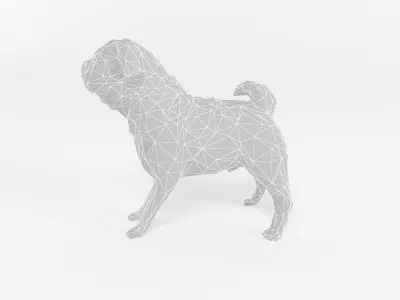 Pug Low Poly Mammal Dog Animal Lowpoly Low-poly 3D model