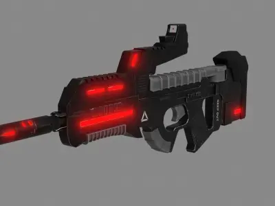 Sci-fi Submachine Gun Weapon 3d Model Low-poly 3D model