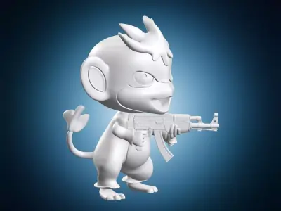 Tanzee Monkey Pal With Assault Rifle 3D print model