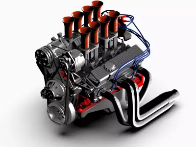 Chevy Small Block V8 Engine Low-poly 3D model