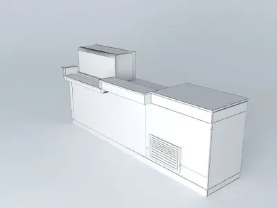 Kit cafe counter with glass top Free 3D model
