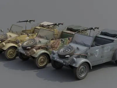 VW type 82 Kubelwagen Low-poly 3D model