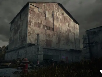 Abandoned Industrial Factory Environment Low-poly 3D model