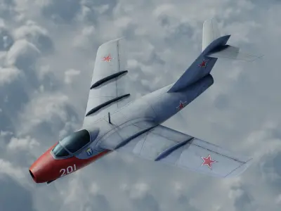 The Lavochkin La-15 Hand painted game model Low-poly 3D model Low-poly 3D model