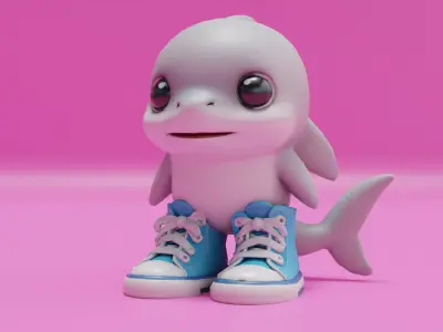 Baby Tralalero Tralala Boy Blue Italian brainrot Character Low-poly 3D model