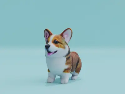 Corgi Puppy Dog Cute Free low-poly 3D model
