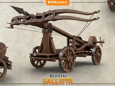 Medieval Ballista- Historical Siege Weapon Low-poly 3D model