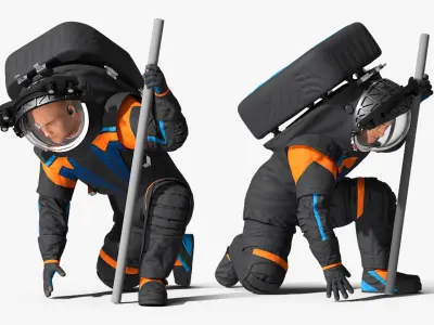 Next Gen Spacesuit on Astronaut Crawling Pose 3D model purchase