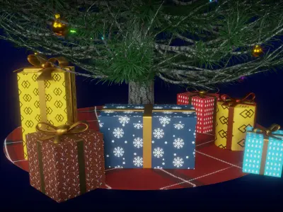 Christmas Tree and Gifts Free 3D model