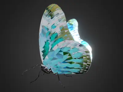 Batterfly Teal Low Polygon Art Insect Low-poly 3D model