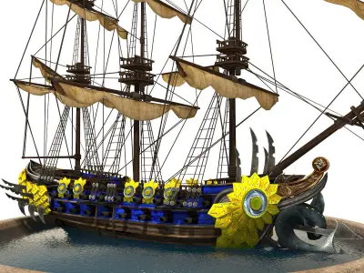 Pirate Ship Low-poly 3D model