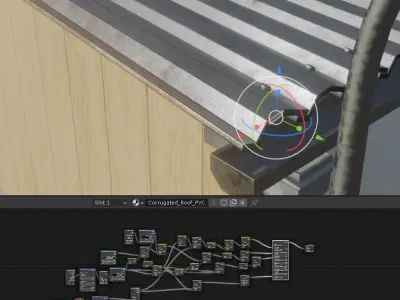 Open Metal Shed With Corrugated Roof 3D model